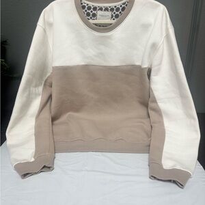 Denim & Flower Patterned Sweatshirt